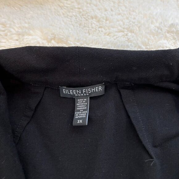 Eileen Fisher Cardigan Sweater Long Sleeve Open Front Viscose Stretch Black 3XL - Picture 4 of 7